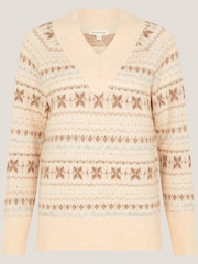 Monsoon Natural Febe V-Neck Fairisle Pattern Jumper - Image 5 of 5