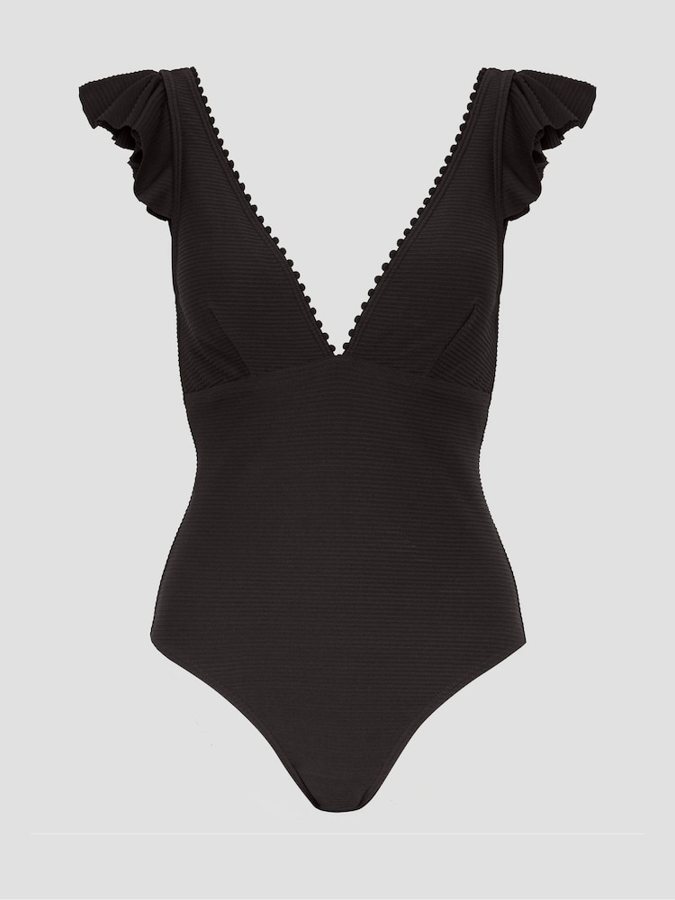 Monsoon Black Kaylie Plunge Ruffle Swimsuit - Image 6 of 6 Monsoon Black Kaylie Plunge Ruffle Swimsuit - Image 6 of 6