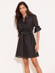 Lipsy Black Belt Shirt Mini Dress - Image 1 of 4