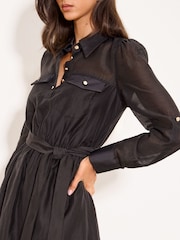Lipsy Black Belt Shirt Mini Dress - Image 4 of 4