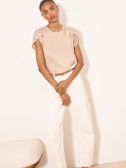 Lipsy Champagne Tulip Sleeve Top - Image 4 of 5