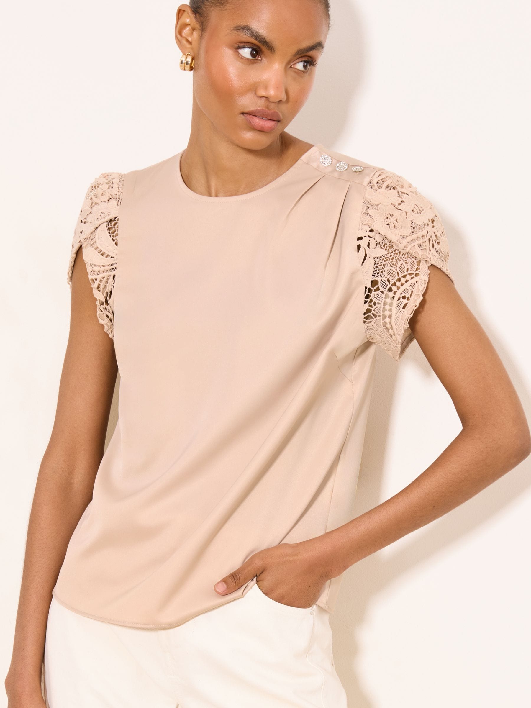 Buy Lipsy Champagne Tulip Sleeve Top from the Next UK online shop