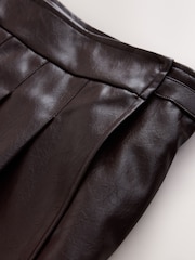 Chocolate Brown Faux Leather Midi Kilt Skirt - Image 6 of 7