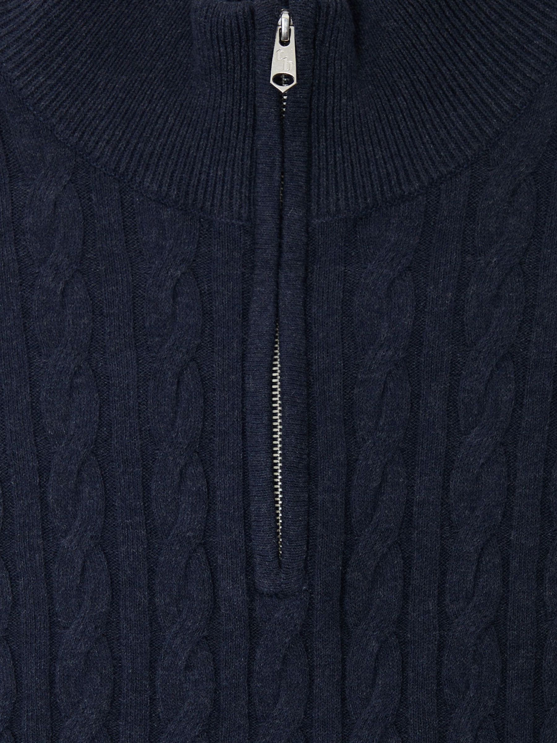 Buy Threadbare Navy Blue Cable Knit Quarter Zip Jumper from the