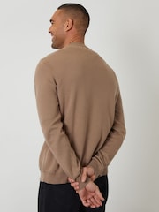 Threadbare Brown Cotton Blend Knitted Cardigan - Image 2 of 5