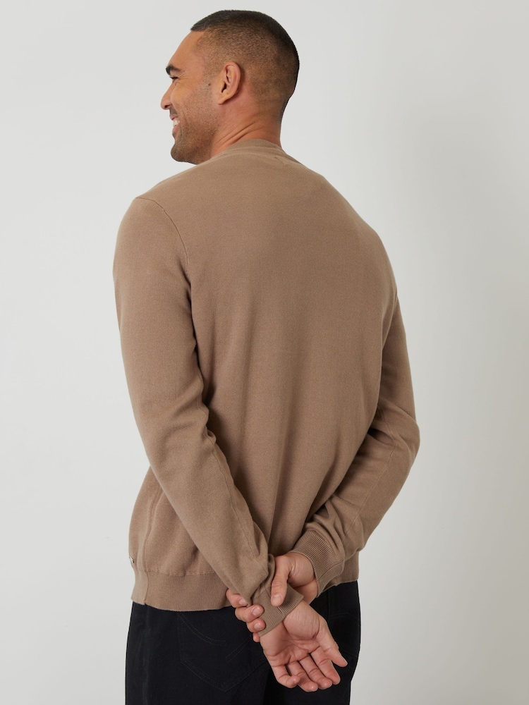 Threadbare Brown Cotton Blend Knitted Cardigan - Image 2 of 5