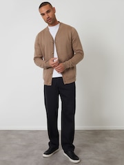 Threadbare Brown Cotton Blend Knitted Cardigan - Image 3 of 5