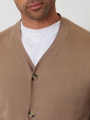 Threadbare Brown Cotton Blend Knitted Cardigan - Image 4 of 5