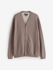 Threadbare Brown Cotton Blend Knitted Cardigan - Image 5 of 5