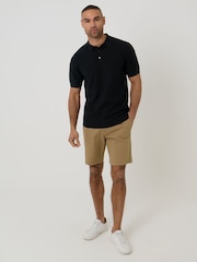 Threadbare Black Basket Stitch Knitted Polo Shirt - Image 1 of 1