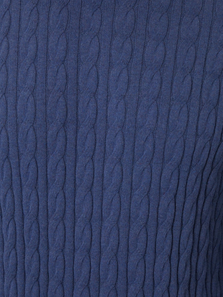 Threadbare Blue Cable Knit Crew Neck Jumper - Image 4 of 4