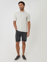 Threadbare Cream Cable Stripe Knitted Button Polo Shirt - Image 3 of 4