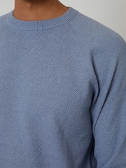 Blau meliert - Threadbare Strickpullover mit Raglanärmeln und Rundhalsausschnitt - Bild 4 von 4