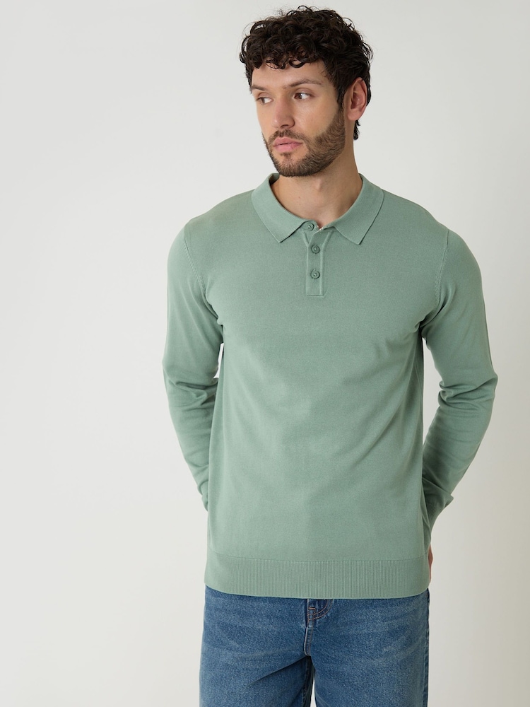 Зеленый - Threadbare Трикотажные Лонгслив Поло джемпер - Изображение 1 4 Зеленый - Threadbare Трикотажные Лонгслив Поло джемпер - Изображение 1 4