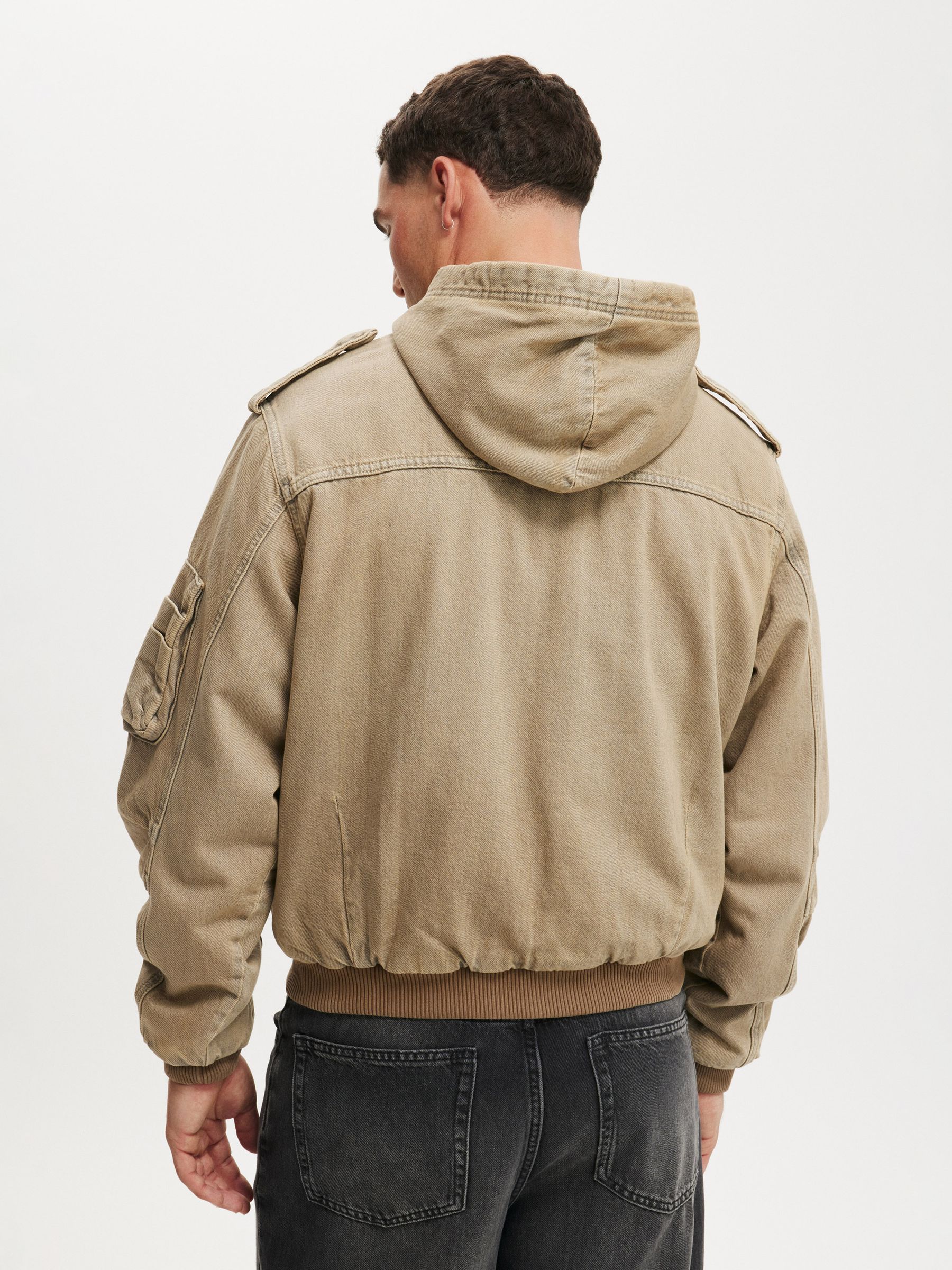 Buy Cotton On Desert Brown Denim Hooded Bomber Jacket from Next USA