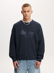 Cotton On Blue Box Fit Crew Knit Jumper - Image 1 of 4