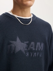 Cotton On Blue Box Fit Crew Knit Jumper - Image 4 of 4
