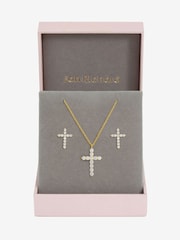 Jon Richard Gold Tone Cubic Zirconia Cross Set Gift Box - Image 2 of 2