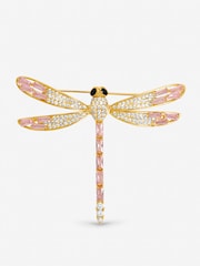 Jon Richard Gold Tone Pink Dragon Fly Brooch Gift Box - Image 2 of 4
