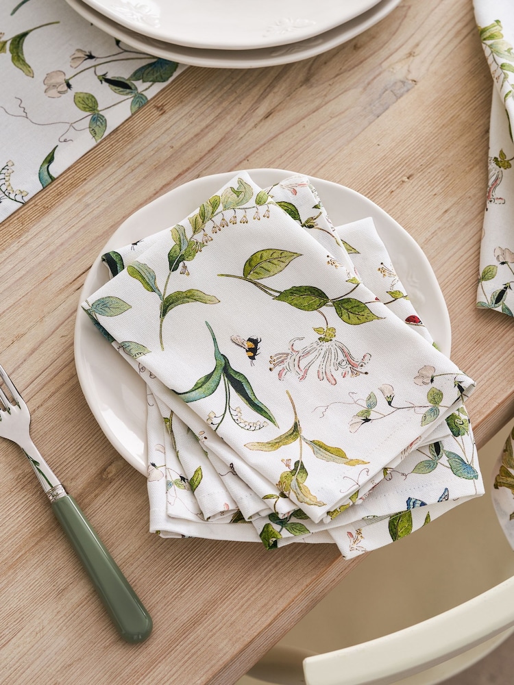 Sophie Allport Set of 4 Off White Wild Floral Napkins - Image 1 of 3