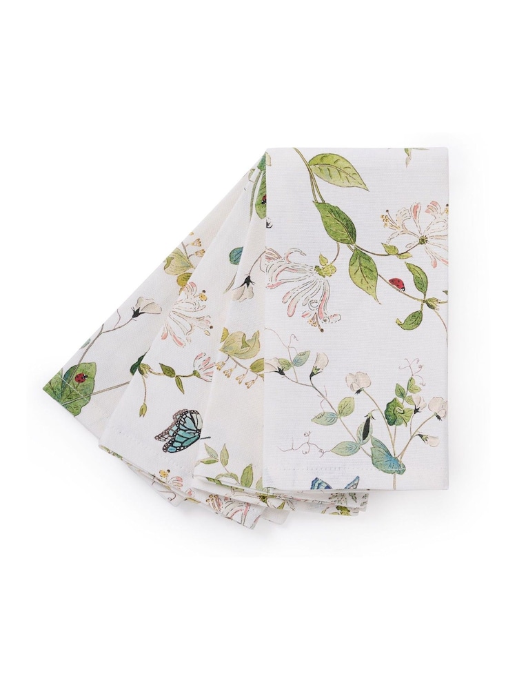 Sophie Allport Set of 4 Off White Wild Floral Napkins - Image 3 of 3