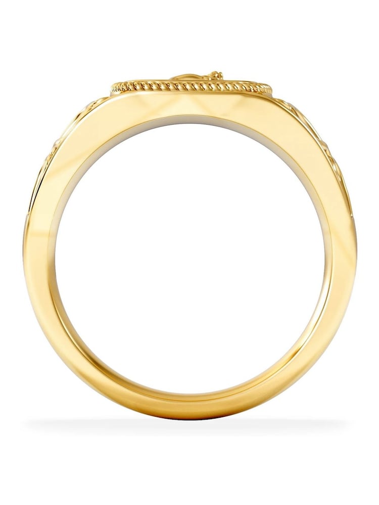 The Diamond Store Gold Aries Zodiac 0.01ct Lab Diamond Signet Ring in 18K Gold Vermeil - Image 2 of 6 The Diamond Store Gold Aries Zodiac 0.01ct Lab Diamond Signet Ring in 18K Gold Vermeil - Image 2 of 6