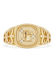 The Diamond Store Virgo Zodiac 0.01ct Lab Diamond Signet Ring in 18K Gold Vermeil - Image 4 of 6