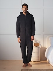 Navy Blue Borg Onesie - Image 1 of 6