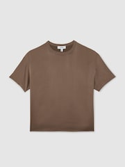 Reiss Taupe Brown Lena Silk Short-Sleeve Top - Image 2 of 6