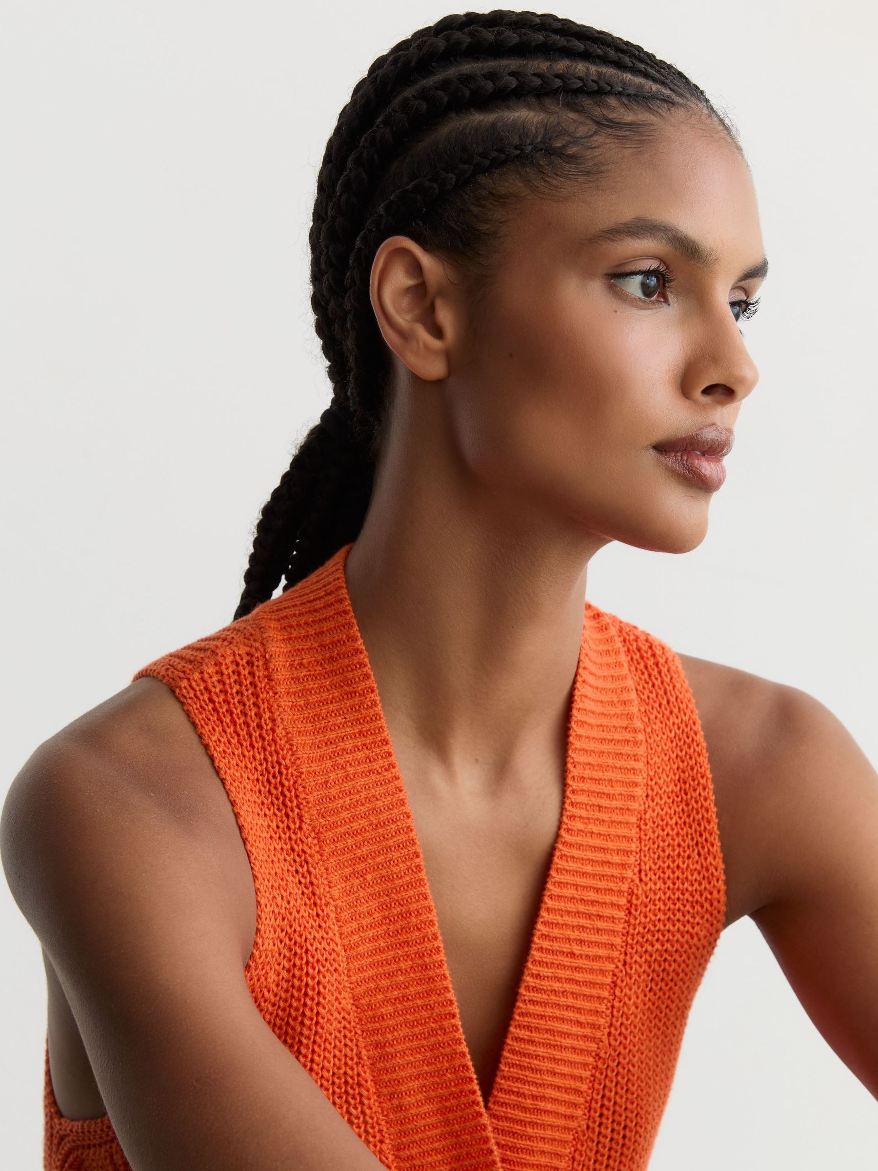 Buy Reiss Orange Robin Linen Button-Through Knitted Waistcoat from