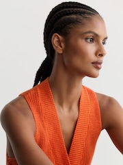 Reiss Orange Robin Linen Button-Through Knitted Waistcoat - Image 3 of 7