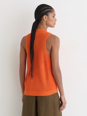 Reiss Orange Robin Linen Button-Through Knitted Waistcoat - Image 6 of 7