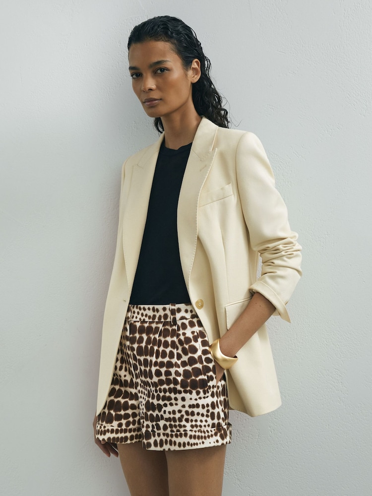 Atelier Chocolate Cotton Animal-Print Tailored Shorts - Image 1 of 7