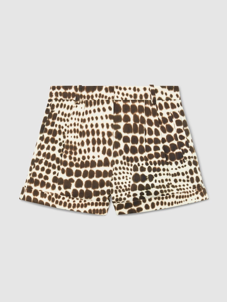 Atelier Chocolate Cotton Animal-Print Tailored Shorts - Image 2 of 7