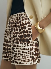 Atelier Chocolate Cotton Animal-Print Tailored Shorts - Image 3 of 7