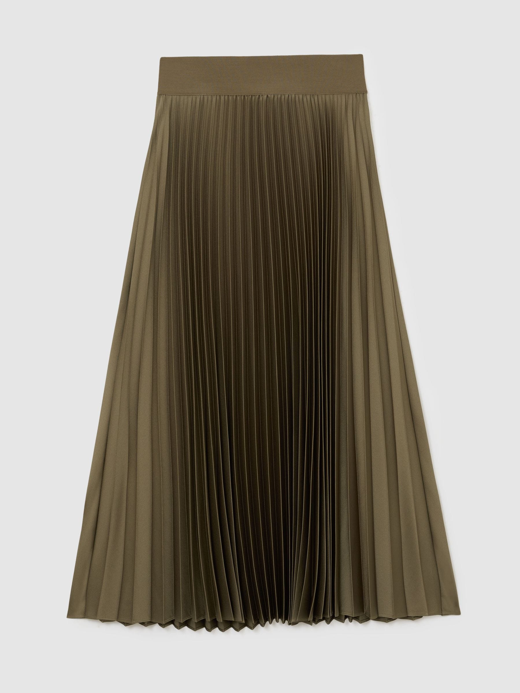 Buy Reiss Khaki Green Seren Pleated Midi Skirt from the Next UK