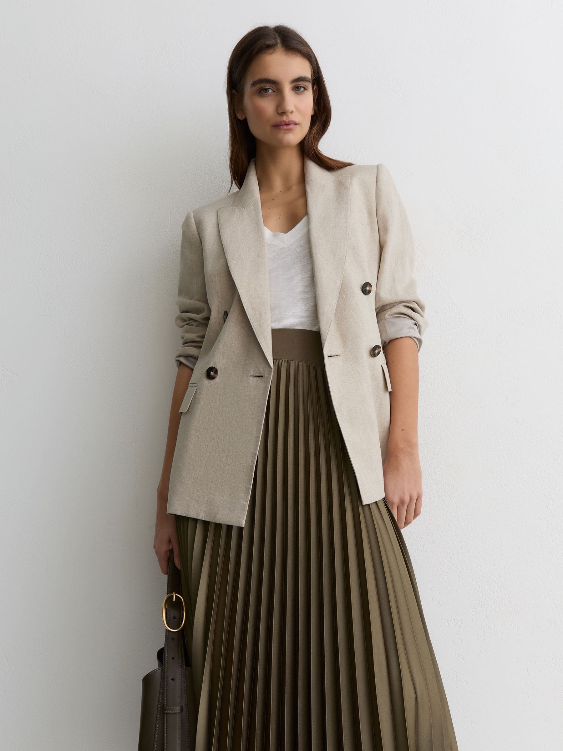 Buy Reiss Khaki Green Seren Pleated Midi Skirt from Next USA