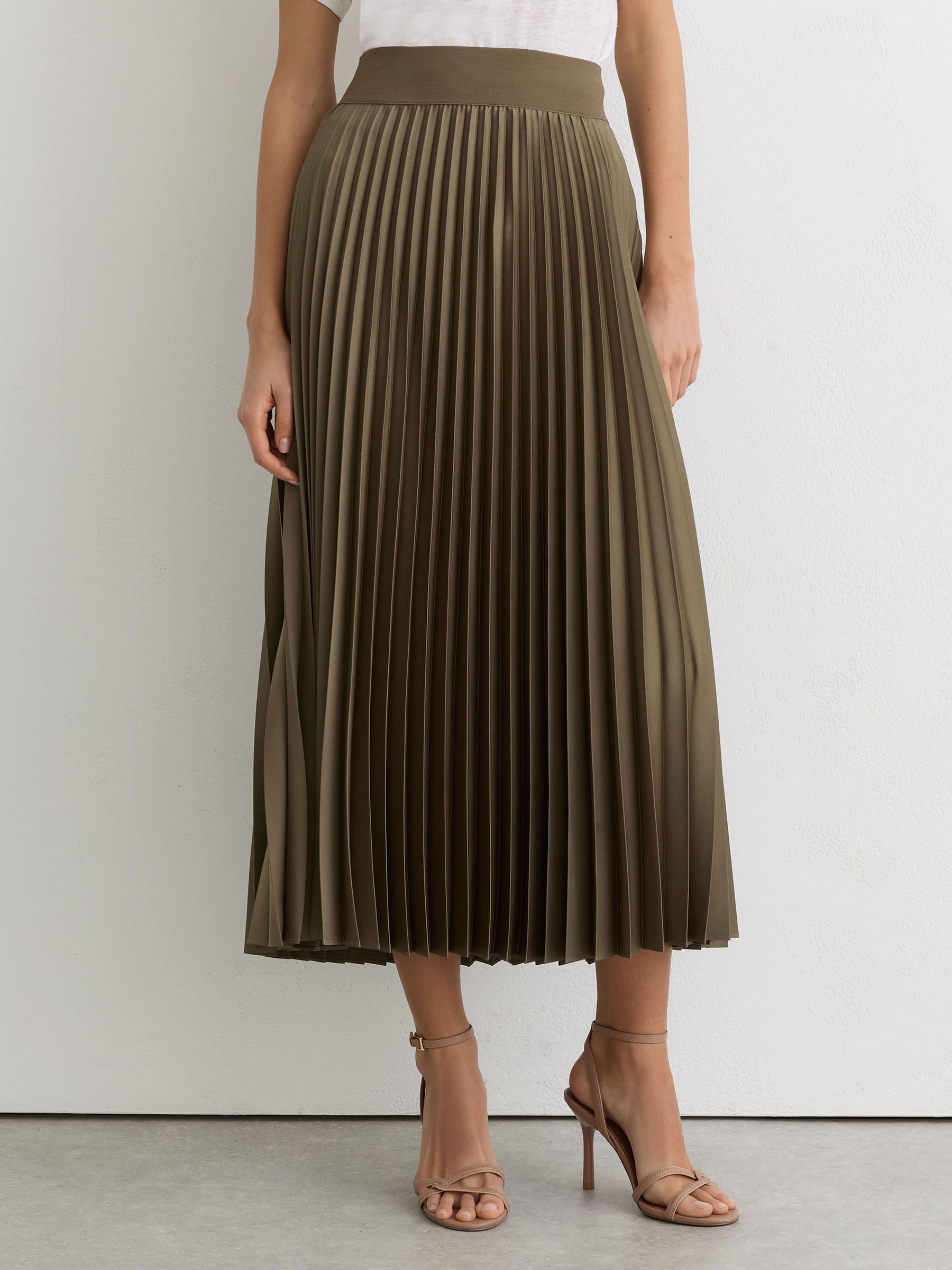 Buy Reiss Khaki Green Seren Pleated Midi Skirt from Next USA