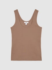 Reiss Taupe Neutral Violet Stretch-Cotton Ribbed Vest - Image 2 of 6