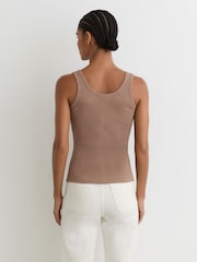 Reiss Taupe Neutral Violet Stretch-Cotton Ribbed Vest - Image 5 of 6