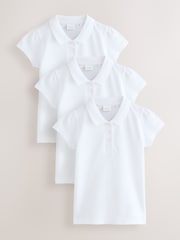 White Girls Cotton Short Sleeve Polo Shirt 3 Pack (3-16yrs) - Image 1 of 5