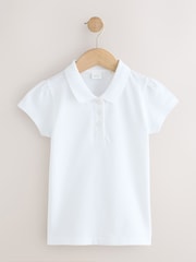 White Girls Cotton Short Sleeve Polo Shirt 3 Pack (3-16yrs) - Image 2 of 5