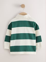 Green Stripe Long Sleeve Rugby Polo Top (3mths-7yrs) - Image 2 of 4