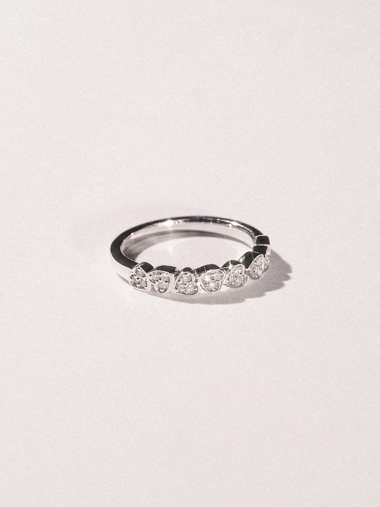 The Diamond Store White Heart Half Eternity Ring Lab Diamond 0.11ct in 925 SIlver - Image 1 of 7