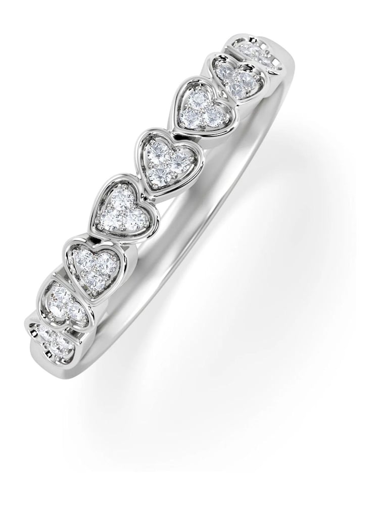 The Diamond Store White Heart Half Eternity Ring Lab Diamond 0.11ct in 925 SIlver - Image 2 of 7