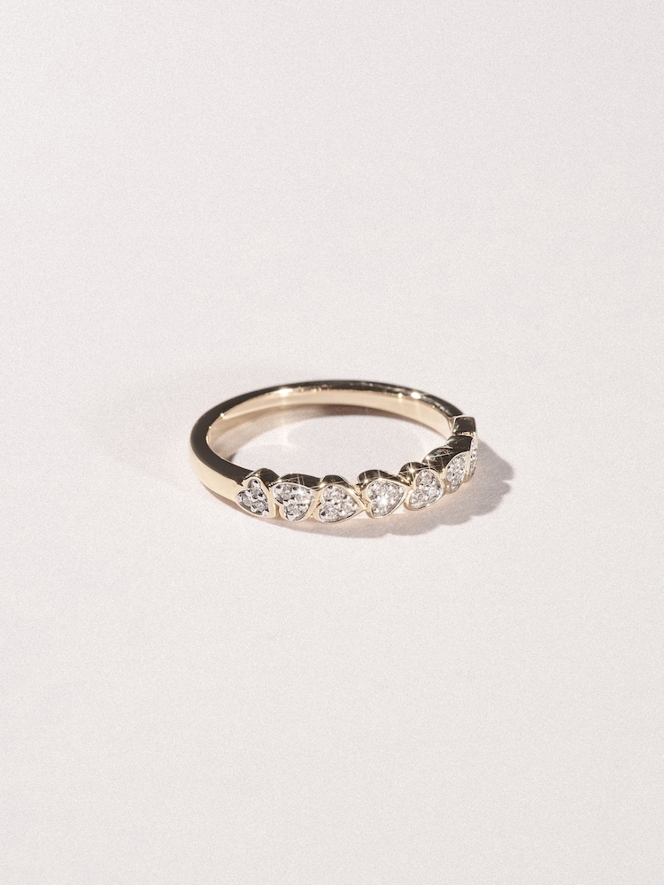The Diamond Store Gold Heart Half Eternity Ring Lab Diamond 0.11ct in 18K Gold Vermeil - Image 1 of 7