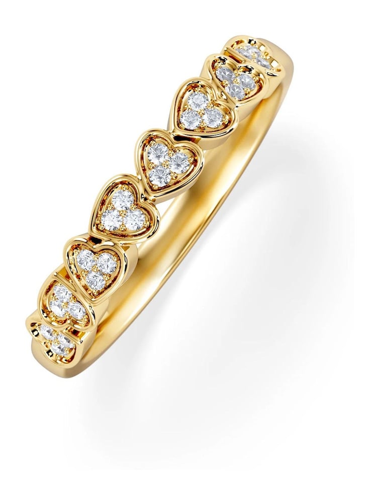 The Diamond Store Gold Heart Half Eternity Ring Lab Diamond 0.11ct in 18K Gold Vermeil - Image 2 of 7