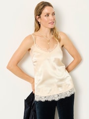 FatFace Ivory Logan Lace Trim Cami - Image 2 of 7