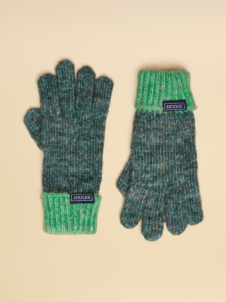 Joules Colourblock Green Gloves - Image 1 of 3