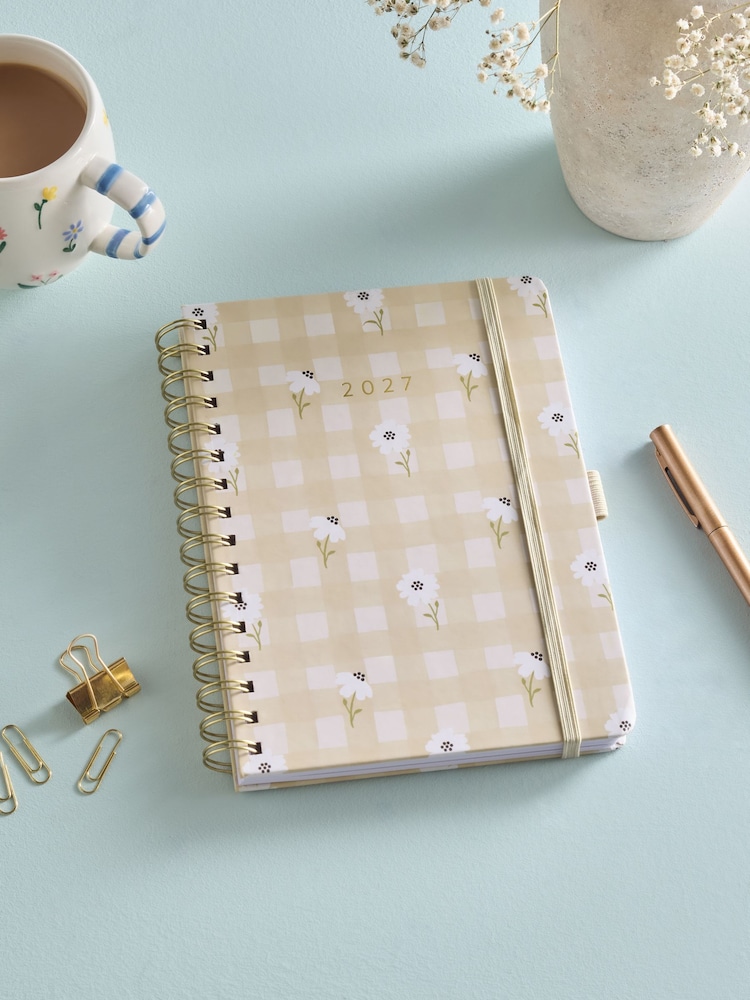 Cream Gingham 2027 A5 Diary - Image 1 of 3